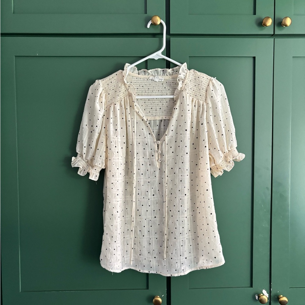 Cream Polka Dot Women's Top
